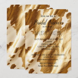 Gold Creme Western Cowhide Einladung