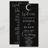 Gold Crescent Moon Celestial Black Wedding Program (Vorne/Hinten)
