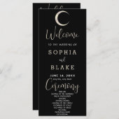 Gold Crescent Moon Celestial Black Wedding Program (Vorne/Hinten)