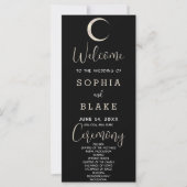 Gold Crescent Moon Celestial Black Wedding Program (Vorderseite)