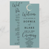 Gold Crescent Moon Celestial Blue Wedding Program (Vorne/Hinten)
