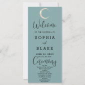 Gold Crescent Moon Celestial Blue Wedding Program (Vorderseite)