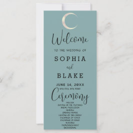 Gold Crescent Moon Celestial Blue Wedding Program