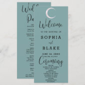 Gold Crescent Moon Celestial Blue Wedding Program (Vorne/Hinten)