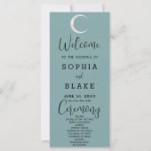 Gold Crescent Moon Celestial Blue Wedding Program (Vorderseite)