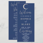 Gold Crescent Moon Celestial Blue Wedding Program (Vorne/Hinten)