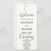 Gold Crescent Moon Celestial White Wedding Program (Vorderseite)