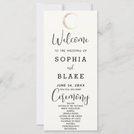 Gold Crescent Moon Celestial White Wedding Program