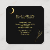 *~* Gold Crescent Moon Gold-Foliage-Blätter Quadratische Visitenkarte (Rückseite)