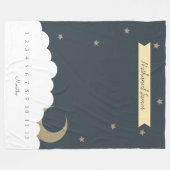 Gold Crescent Moon & Stars Navy Blue Milestone Boy Fleecedecke (Vorderseite (Horizontal))