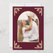 Gold Crest Monogram Foto Burgund Hochzeit Save The Date (Rückseite)