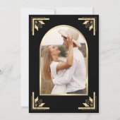 Gold Crest Monogram Foto Schwarze Hochzeit Save The Date (Rückseite)