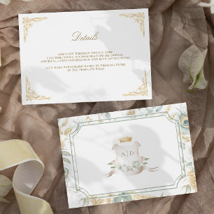 Gold Crest Royal Indian Pfau Hochzeitsdetails Begleitkarte