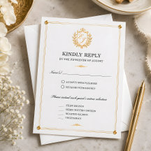 Gold Crest RSVP-Karte