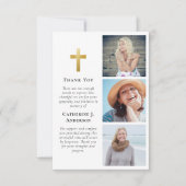 Gold Cross 3 Foto Beileid Beerdigung Dankeskarte (Vorderseite)