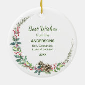 Gold Cross Bouquet Blessed Christmas Keramik Ornament (Hinten)