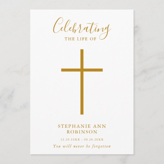 Gold Cross Celebration of Life Order of Service Programm (Vorderseite)