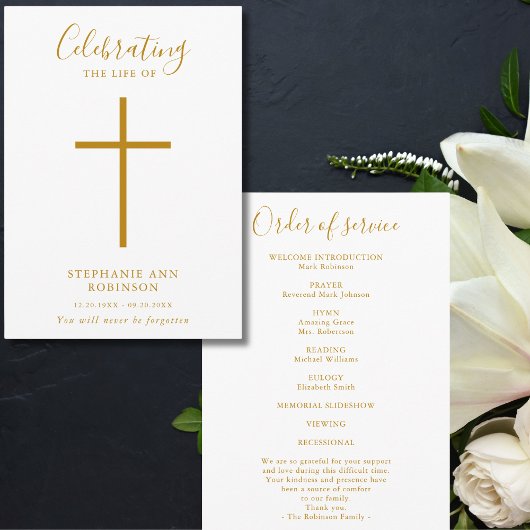 Gold Cross Celebration of Life Order of Service Programm