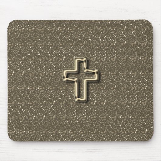 Gold-CROSS-Christian-Faith_Churches_Taupe Mousepad (Vorne)