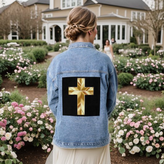 GOLD CROSS CHRISTLICH Denim Jean Jacke (Hochzeit Rückseite)