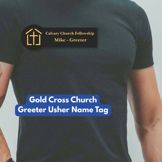 Gold Cross Church Greeter Usher Name Tag Namensschild