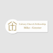 Gold Cross Church Greeter Usher Name Tag Namensschild (Vorderseite)