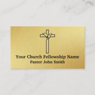 Gold Cross Dove Church Pastor Business Cards Visitenkarte