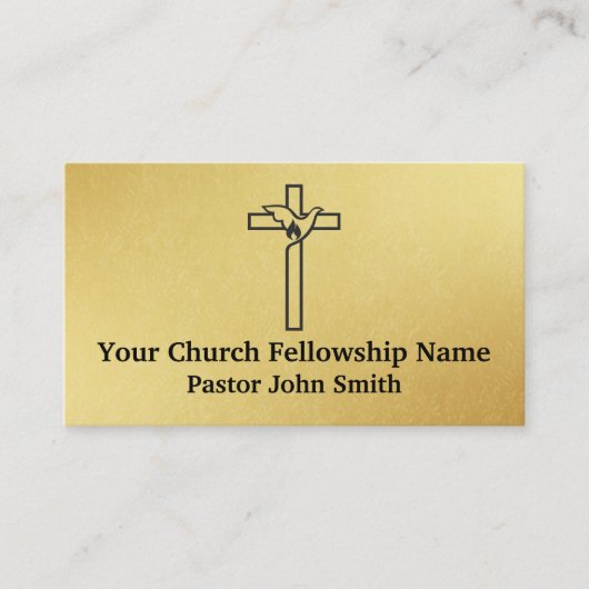 Gold Cross Dove Church Pastor Business Cards Visitenkarte (Vorderseite)