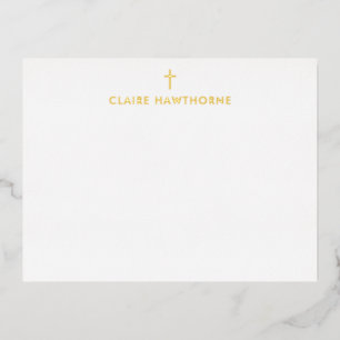 Gold Cross Foil Note Card Folien Feiertagspostkarte