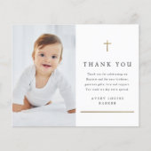 Gold Cross Foto Taufe Danke Karte (Vorderseite)