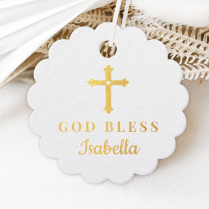 Gold Cross God Bless Baby Religiöse Taufe Geschenkanhänger