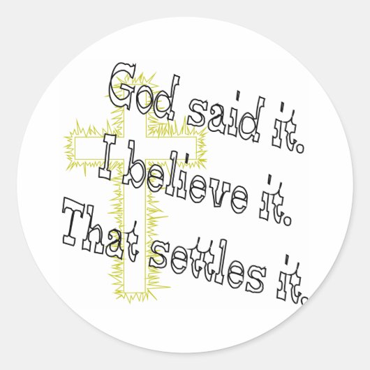 Gold Cross Gott sagte es Runder Aufkleber (Vorderseite)