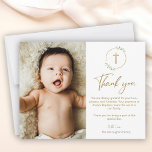 Gold Cross Green Wreath Taufe Foto Vielen Dank Dankeskarte<br><div class="desc">Dankeschön mit Gnade mit dem Gold Cross Greenery Wreath Baptism Foto Vielen Dank! Dieses elegante Design mit einem zarten Grünkranz,  einem goldenen Kreuz und Platz für das Foto Ihres Babys eignet sich hervorragend,  um nach einer Taufe Dankbarkeit für die Lieben zu bekunden. Ein gepflegter Sake für Familie und Freunde.</div>