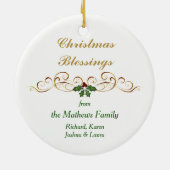 Gold Cross Holly Hope Keramik Ornament (Hinten)