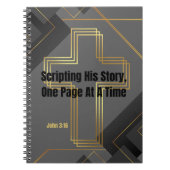 Gold Cross mit Gray Modern Design - John 3:16 Notizblock (Vorderseite)