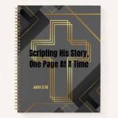 Gold Cross mit Gray Modern Design John 3:16 Notizblock (Vorderseite)