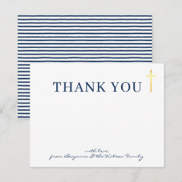 GOLD CROSS Moderne heilige Taufe blau danke Ihnen Einladung