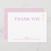 GOLD CROSS Moderne heilige Taufe Mädchen pink viel Einladung (Vorne/Hinten)