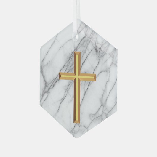 Gold Cross Ornament Aus Glas (Vorderseite Links)