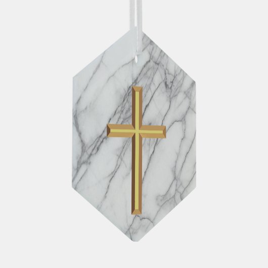 Gold Cross Ornament Aus Glas (Vorderseite Rechts)
