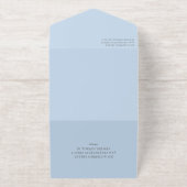 Gold Cross Pale Blue Script Photo Baptism Foil All-in-One-Einladung (Außenseite)