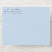 Gold Cross Pale Blue Script Photo Baptism Foil All-in-One-Einladung (Rückseite)