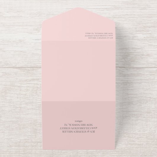 Gold Cross Pale Pink Script Photo Baptism Foil All-in-One-Einladung (Außenseite)