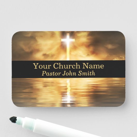 Gold Cross Reflection Church Namensschild (Beispiel)