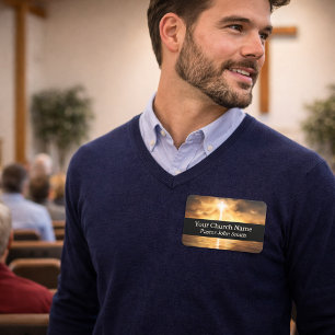 Gold Cross Reflection Church Namensschild