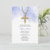 Gold Cross Religious Einladung (Stehend Vorderseite)