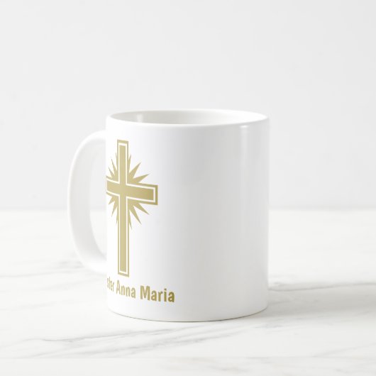 Gold Cross Religious Teacher Mug Personalized Kaffeetasse (Vorderseite Links)