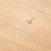 Gold Cross Rosa Floral Gold Text Erste Kommune Acryleinladungen (Ablage )