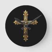 Gold Cross Runde Wanduhr (Vorderseite)