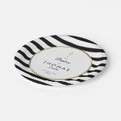 Gold Cross Stripe Taufe Christening Pappteller (Schrägansicht)